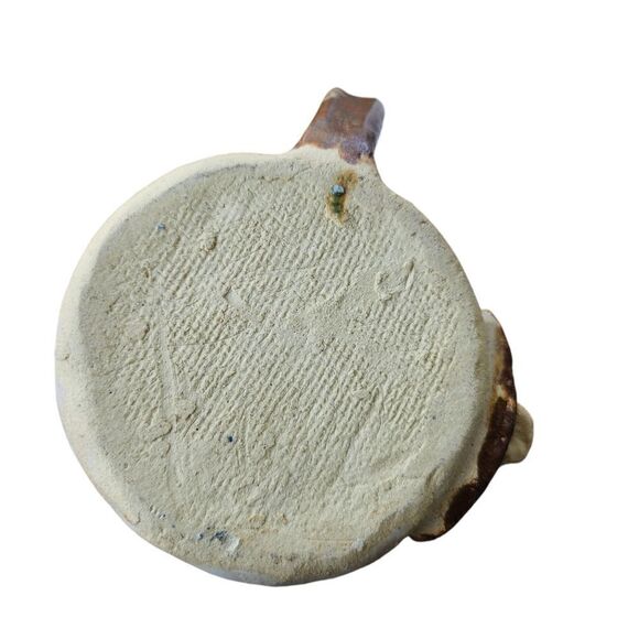 Ugly Face Pottery Mug Big Eyeballs Clay Coffee cup Brown Tan Beige Vintage Heavy - Picture 8 of 10